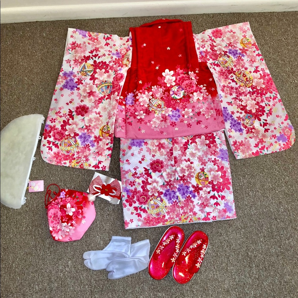 Japanese girls Kimono 7 pieces set 3T-4T - Picture 2 of 6